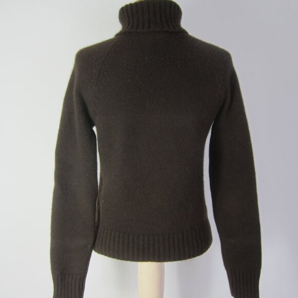 Vtg Ralph Lauren Women S Brown Cashmere Merino Wool Angora  Turtleneck Sweater - Picture 6 of 7